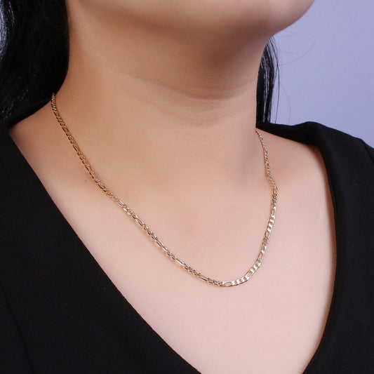 High Quality Gold Plated Figaro Chain Necklace | 18" & 20" | Unisex Minimalist