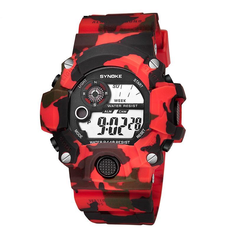 Military Camouflage Digital Watch for Men — LED Backlight & Dual Timezone