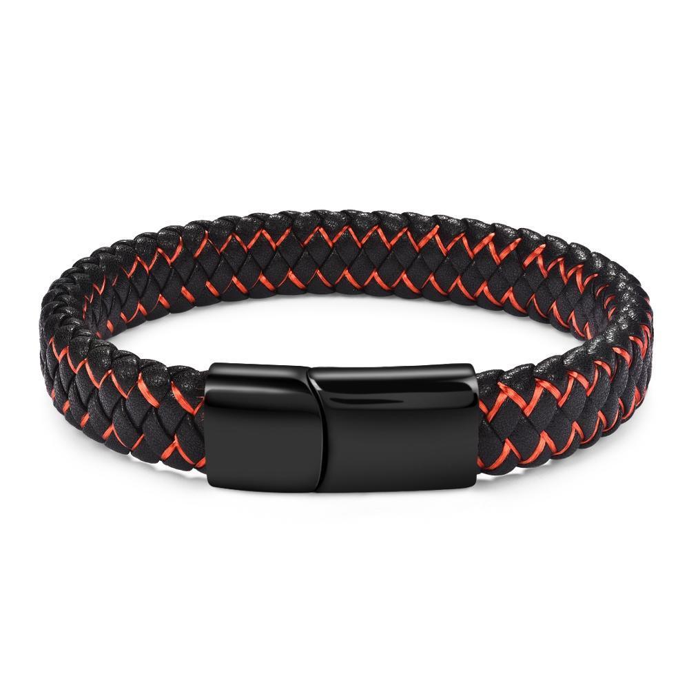 Braided Leather Bracelet for Men — Stainless Steel Luxury Design