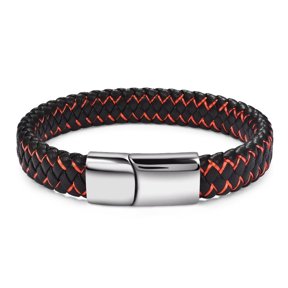 Braided Leather Bracelet for Men — Stainless Steel Luxury Design