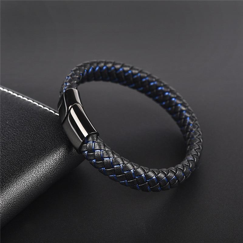 Braided Leather Bracelet for Men — Stainless Steel Luxury Design