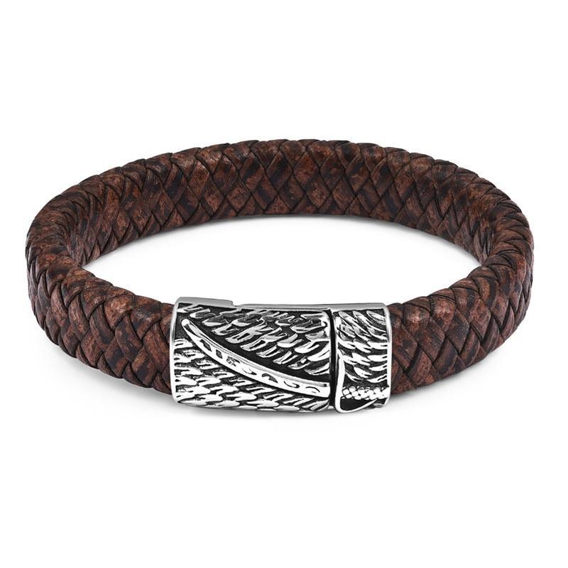 Braided Leather Bracelet for Men — Stainless Steel Luxury Design