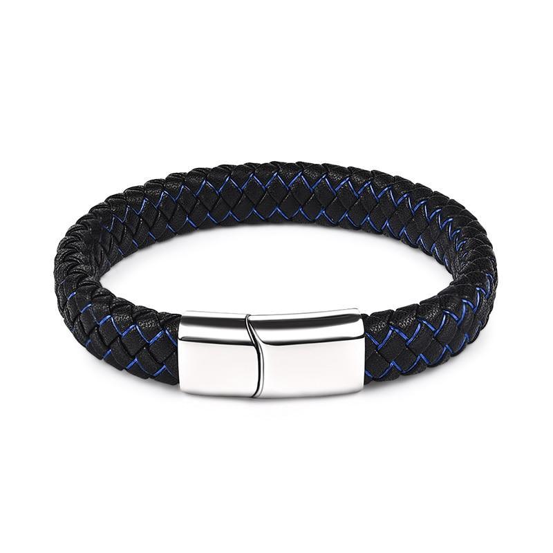 Braided Leather Bracelet for Men — Stainless Steel Luxury Design