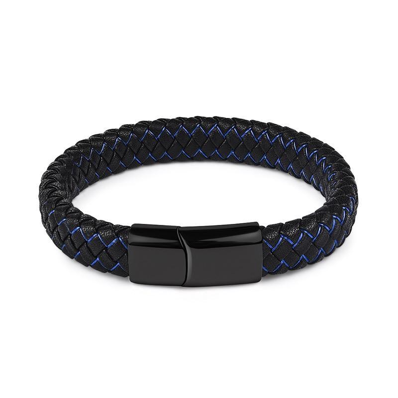 Braided Leather Bracelet for Men — Stainless Steel Luxury Design