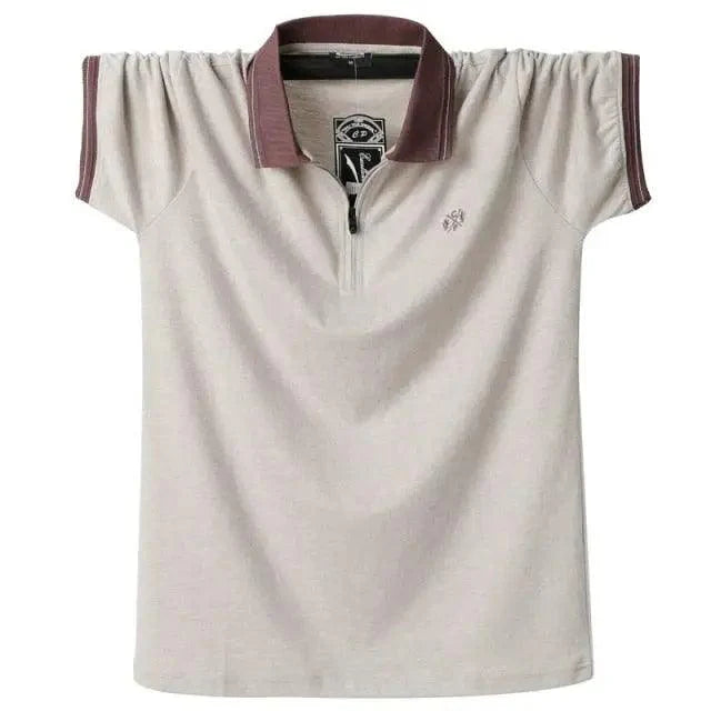 Vintage Embroidered Cotton Polo Shirt for Men — Slim Fit Short Sleeve