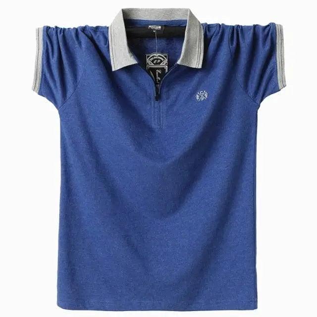 Vintage Embroidered Cotton Polo Shirt for Men — Slim Fit Short Sleeve