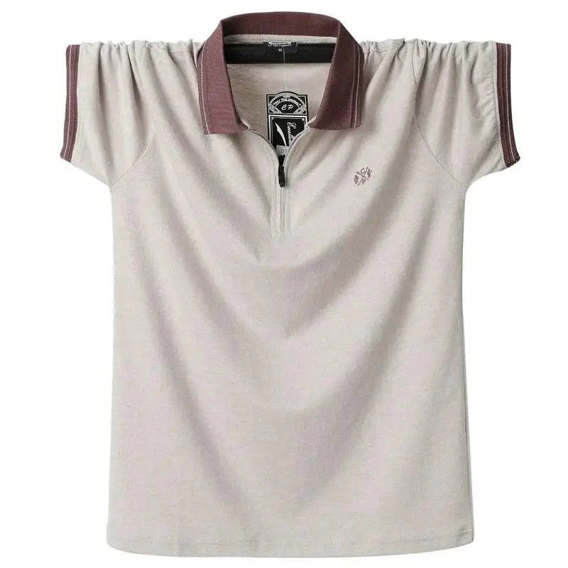 Vintage Embroidered Cotton Polo Shirt for Men — Slim Fit Short Sleeve