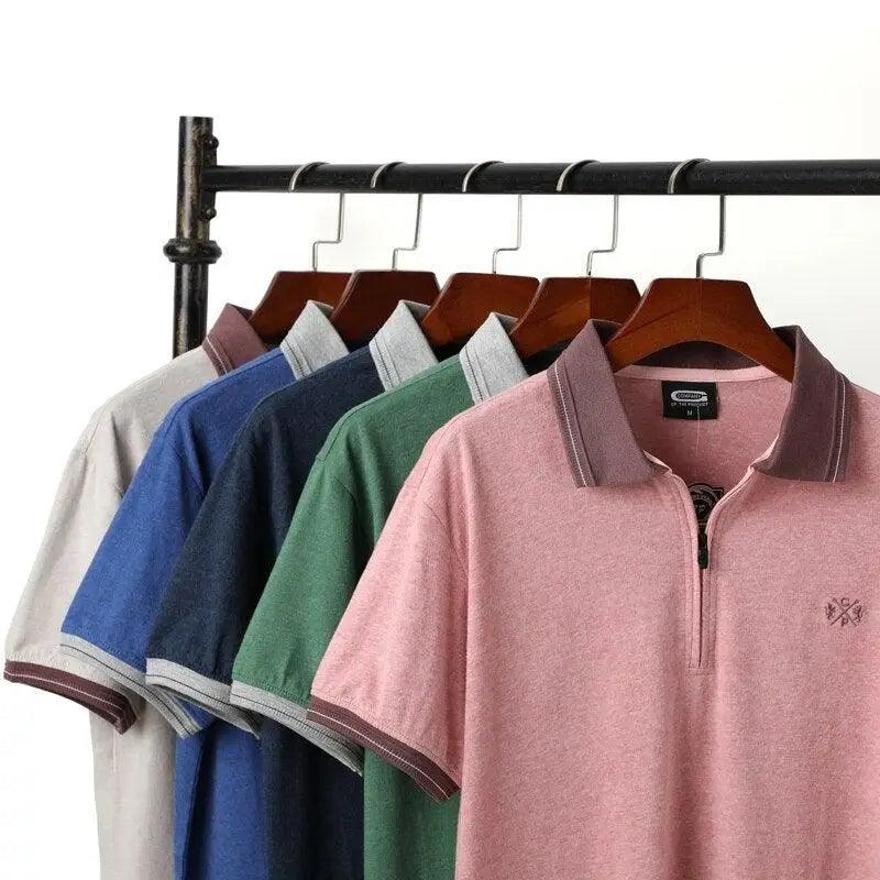 Vintage Embroidered Cotton Polo Shirt for Men — Slim Fit Short Sleeve