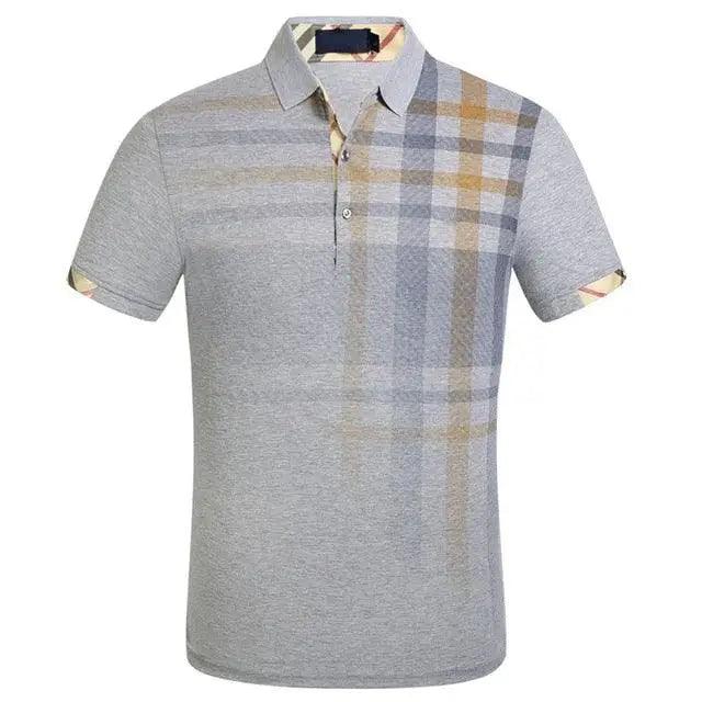 Slim Fit Plaid Cotton Polo Shirt for Men — Breathable Short Sleeve