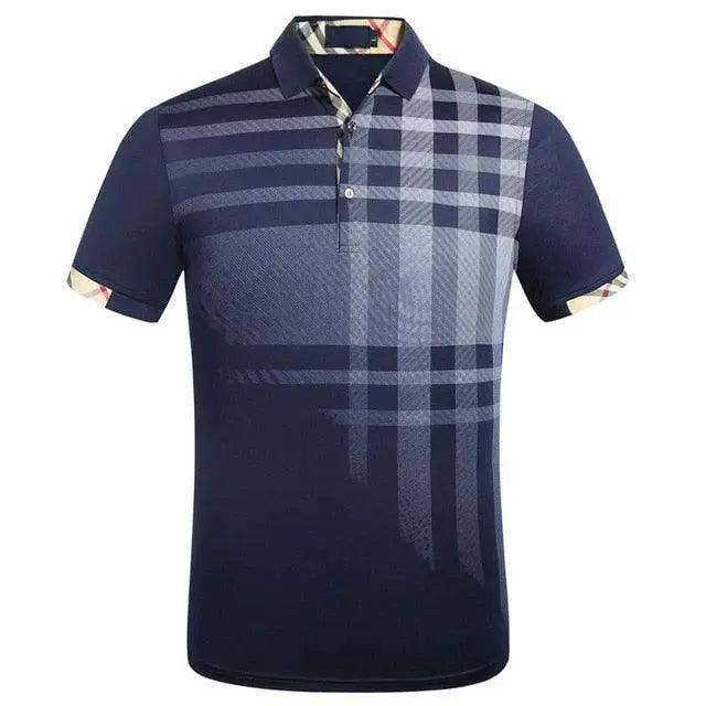 Slim Fit Plaid Cotton Polo Shirt for Men — Breathable Short Sleeve