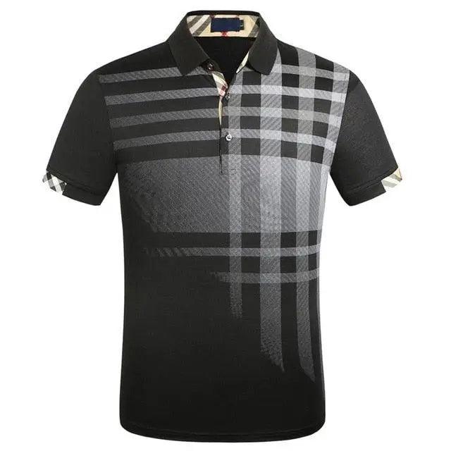 Slim Fit Plaid Cotton Polo Shirt for Men — Breathable Short Sleeve
