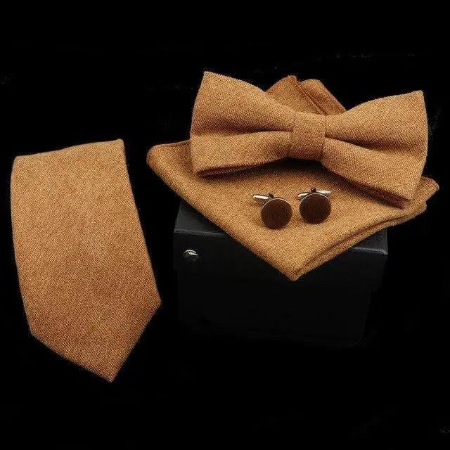 Men's Bow Tie Set — Bow Tie, Pocket Square & Cufflinks