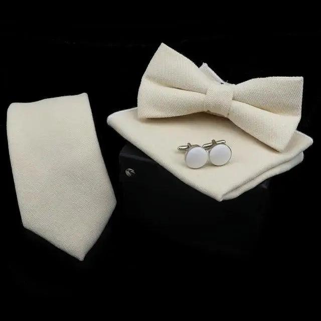 Men's Bow Tie Set — Bow Tie, Pocket Square & Cufflinks