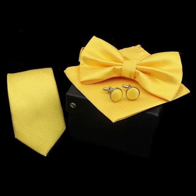 Men's Bow Tie Set — Bow Tie, Pocket Square & Cufflinks