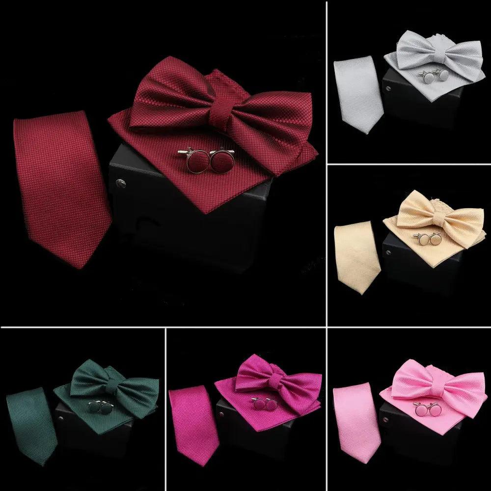 Men's Bow Tie Set — Bow Tie, Pocket Square & Cufflinks