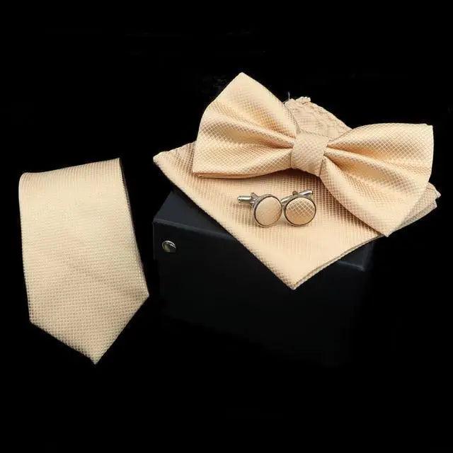 Men's Bow Tie Set — Bow Tie, Pocket Square & Cufflinks