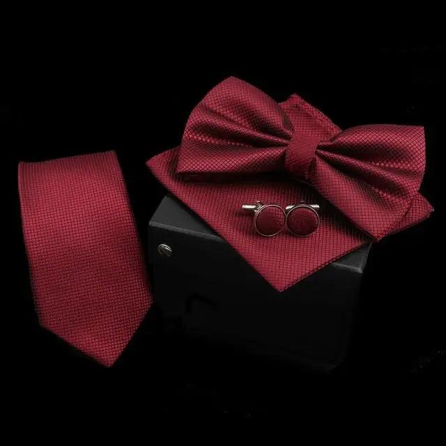 Men's Bow Tie Set — Bow Tie, Pocket Square & Cufflinks