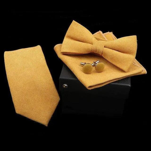 Men's Bow Tie Set — Bow Tie, Pocket Square & Cufflinks