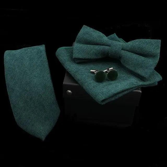 Men's Bow Tie Set — Bow Tie, Pocket Square & Cufflinks