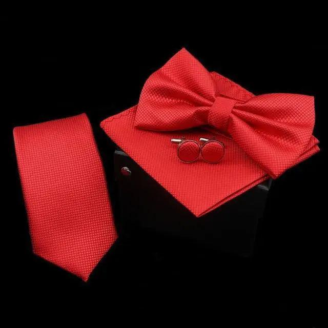 Men's Bow Tie Set — Bow Tie, Pocket Square & Cufflinks